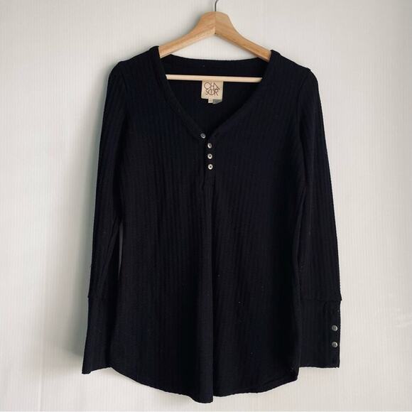 Chaser waffle thermal style fabric long sleeve shirt v-neck button detail size s - Picture 2 of 9